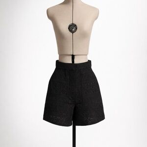 Vanessa Bruno NWT Iala High-Waist Eyelet Shorts, 34, black